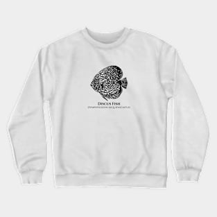 Discus Fish with Common and Latin Names - black and white Crewneck Sweatshirt